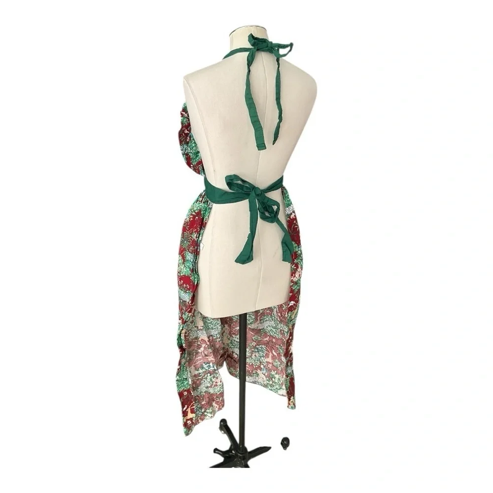 Vintage Christmas Hostess Apron Dress – Full Length Halter 100% Cotton